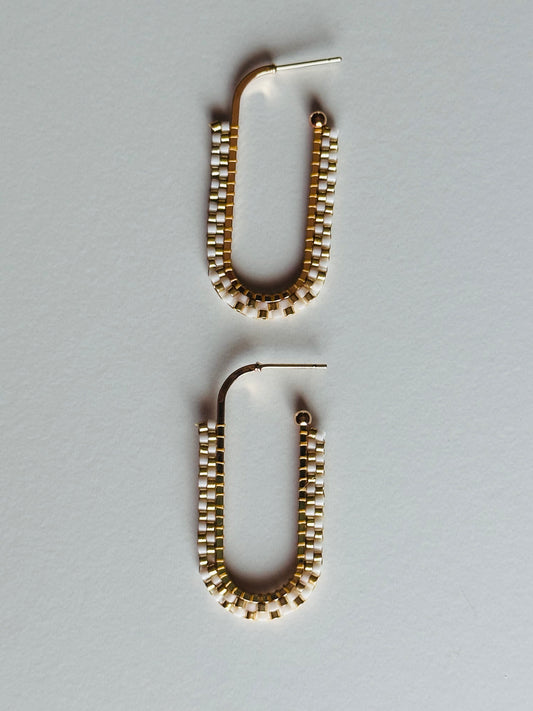 Golden hoops beaded earrings