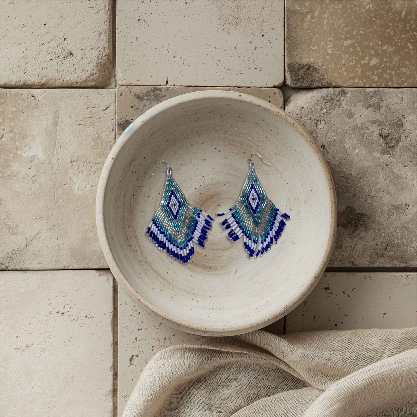 “Coastal Echo” Beaded Fringe Earrings