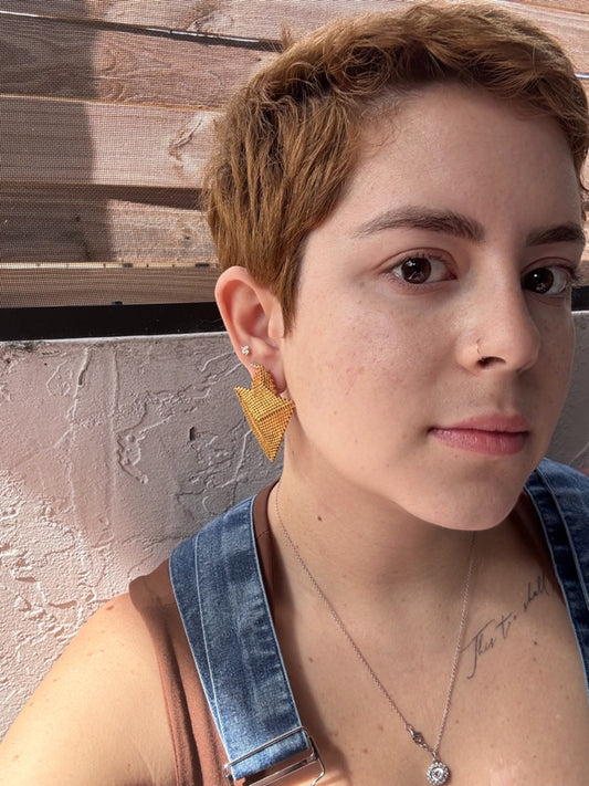 “Gilded Geometry” 24K Gold-Plated Beaded Stud Earrings