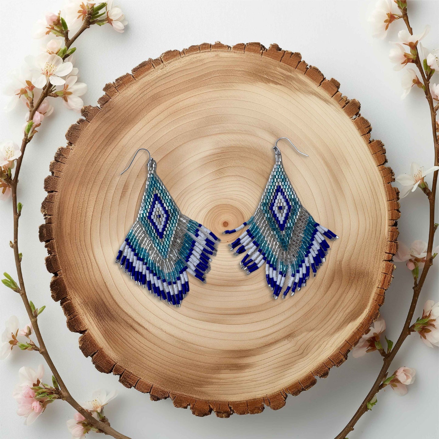“Coastal Echo” Beaded Fringe Earrings