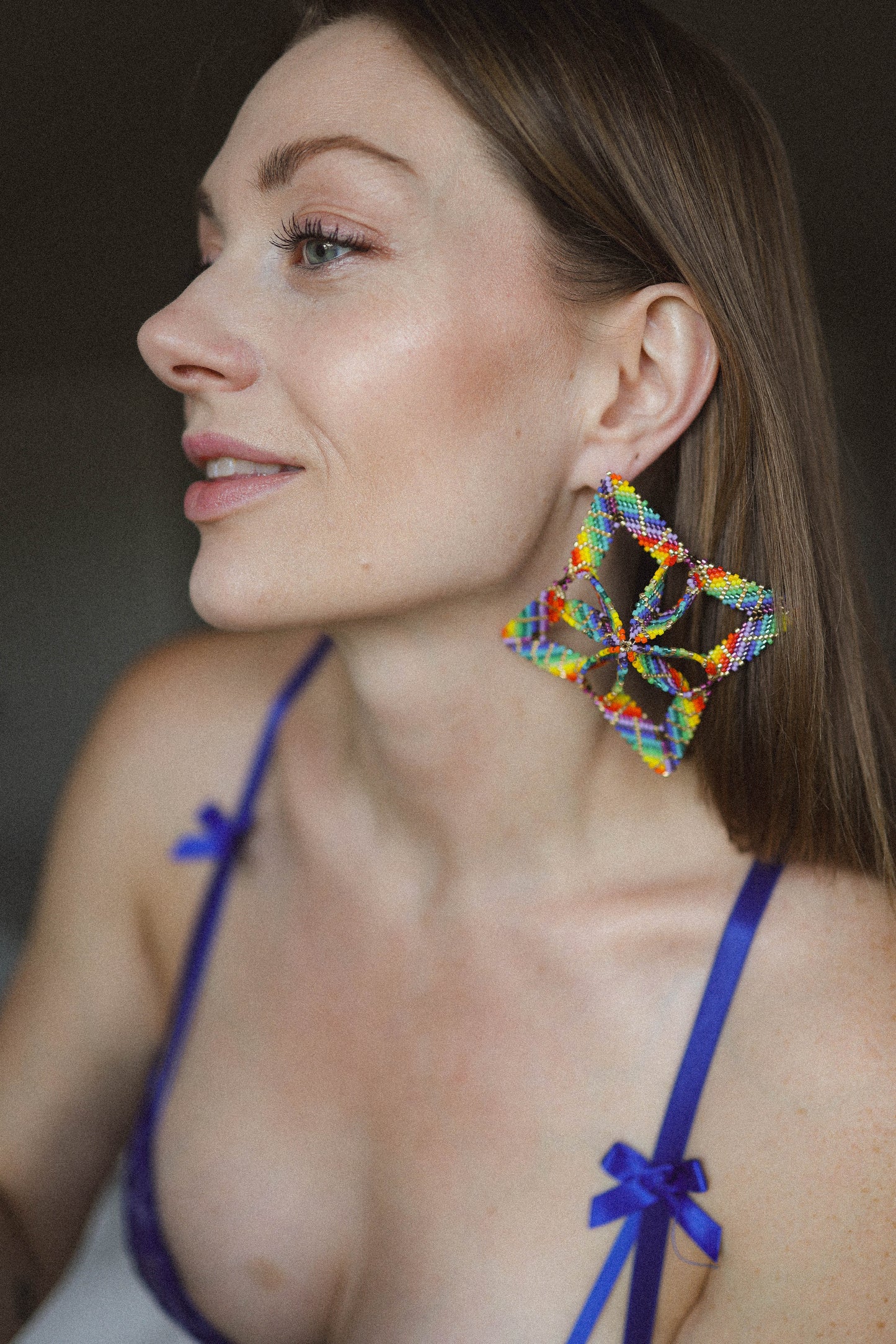 Pride Collection: Handmade Rainbow Starburst Statement Earrings with Miyuki Beads