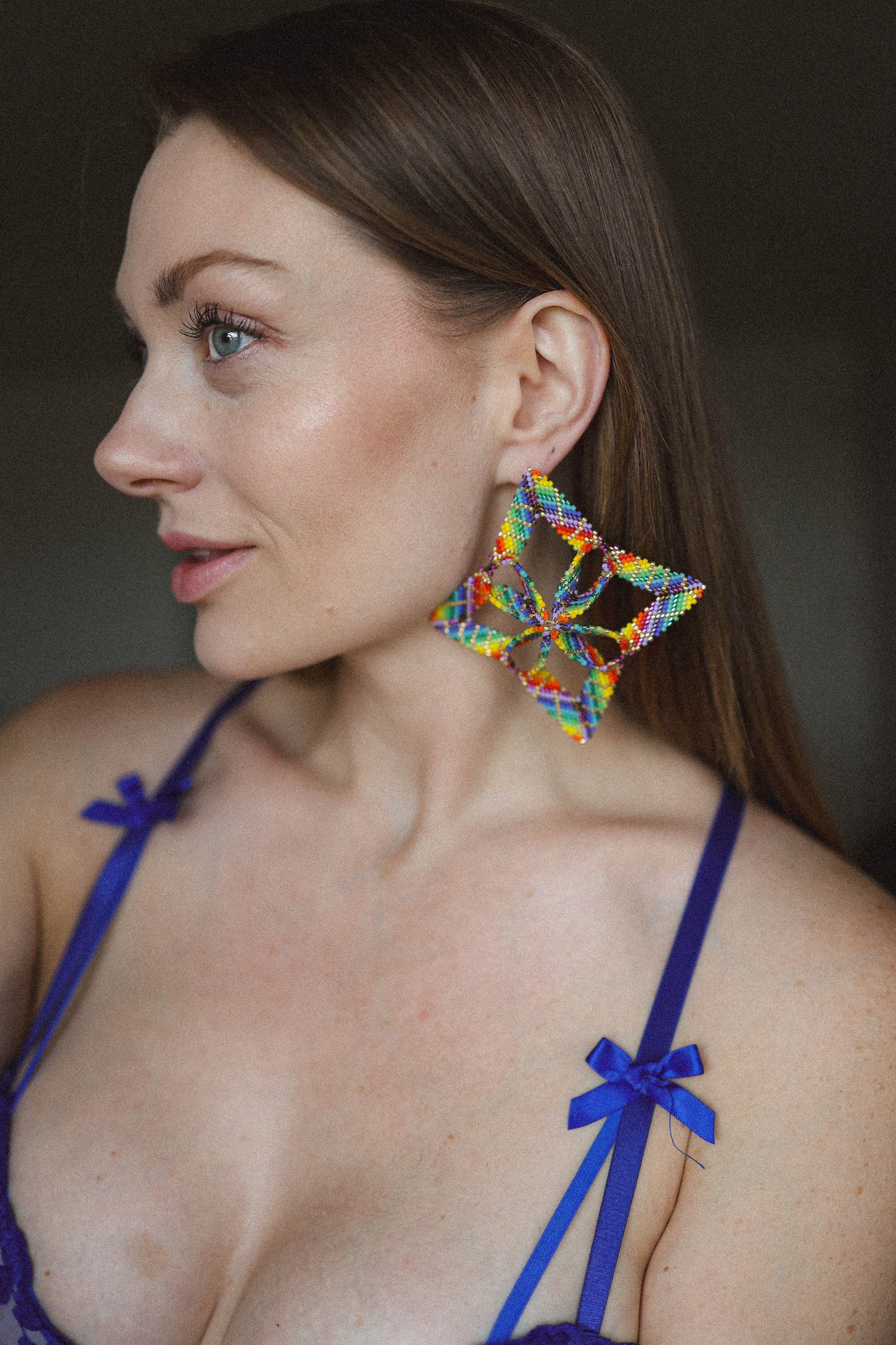 Pride Collection: Handmade Rainbow Starburst Statement Earrings with Miyuki Beads