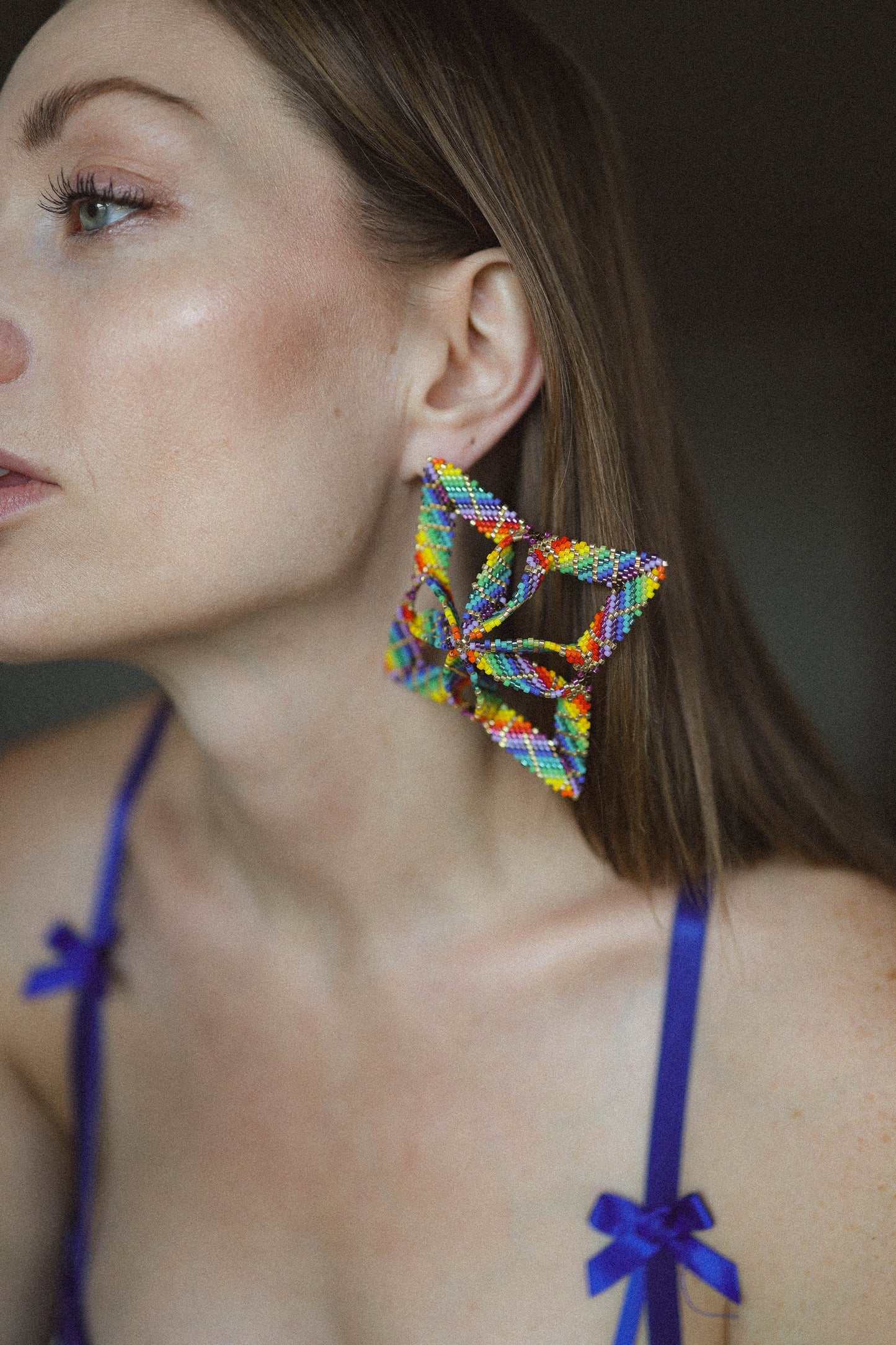 Pride Collection: Handmade Rainbow Starburst Statement Earrings with Miyuki Beads