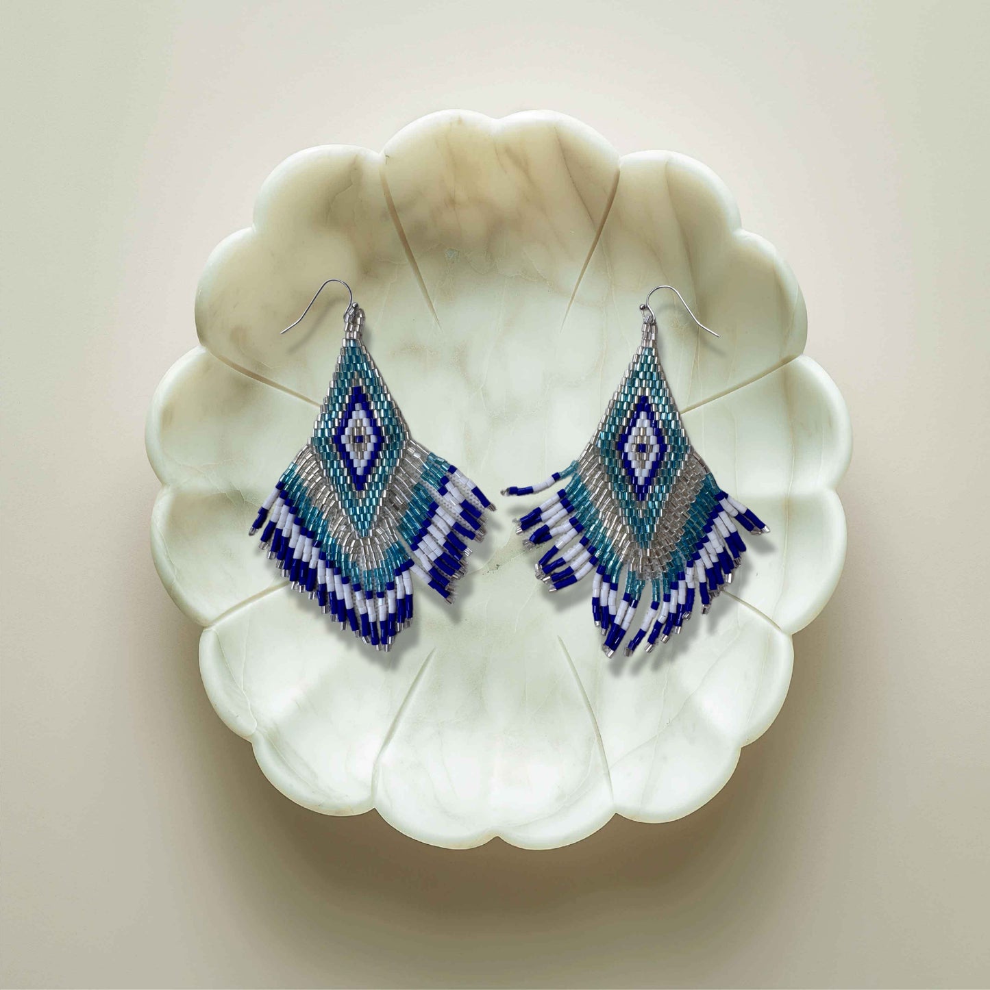 “Coastal Echo” Beaded Fringe Earrings