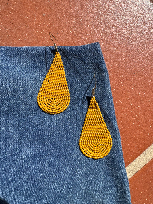 “Golden Hour” Beaded Teardrop Earrings