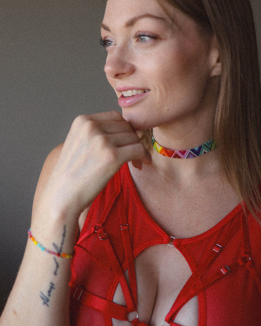 Pride Collection: Handmade Rainbow Miyuki Beaded Choker with Adjustable Slider