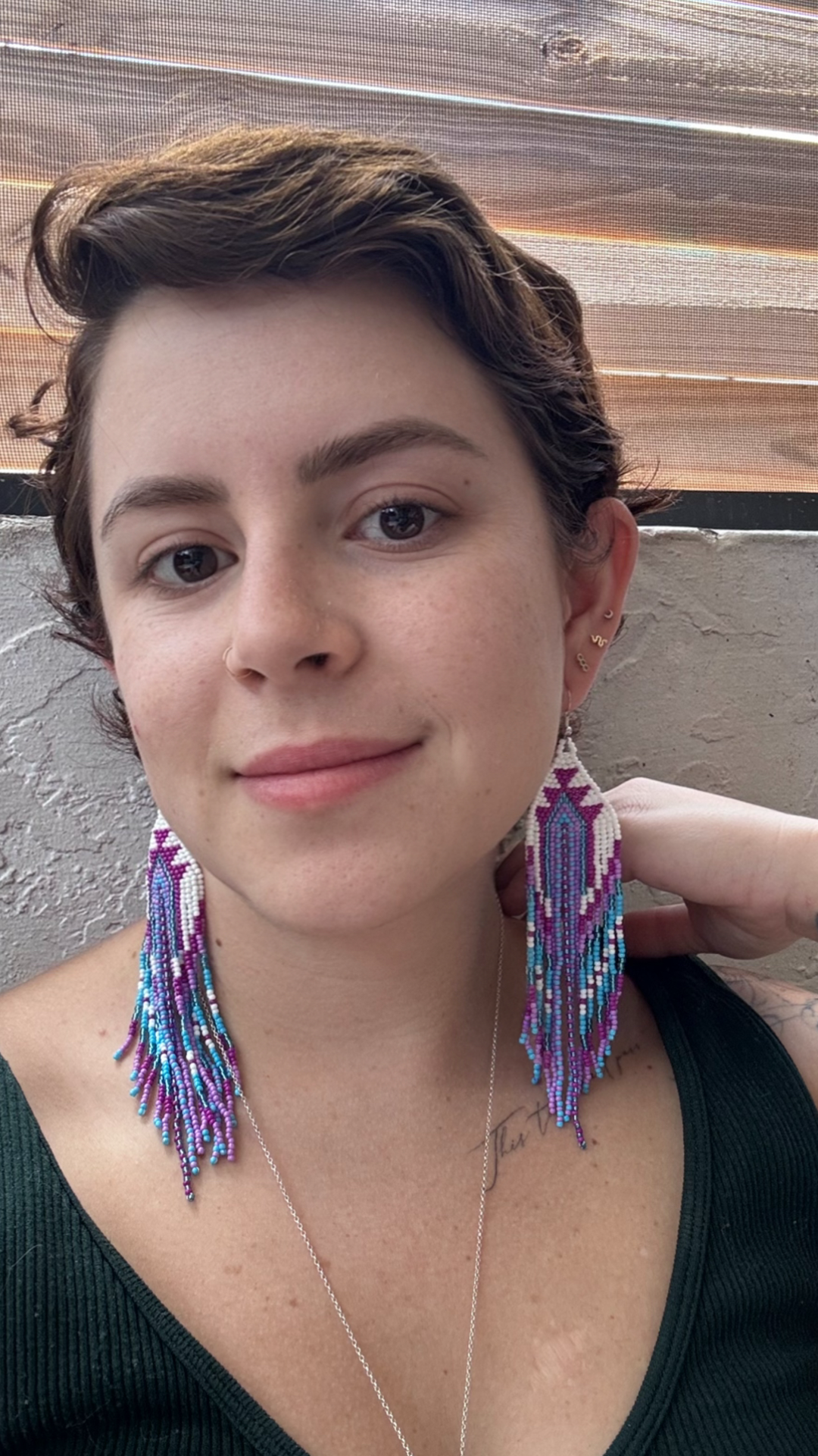 “Lavender Tide” Beaded Fringe Earrings