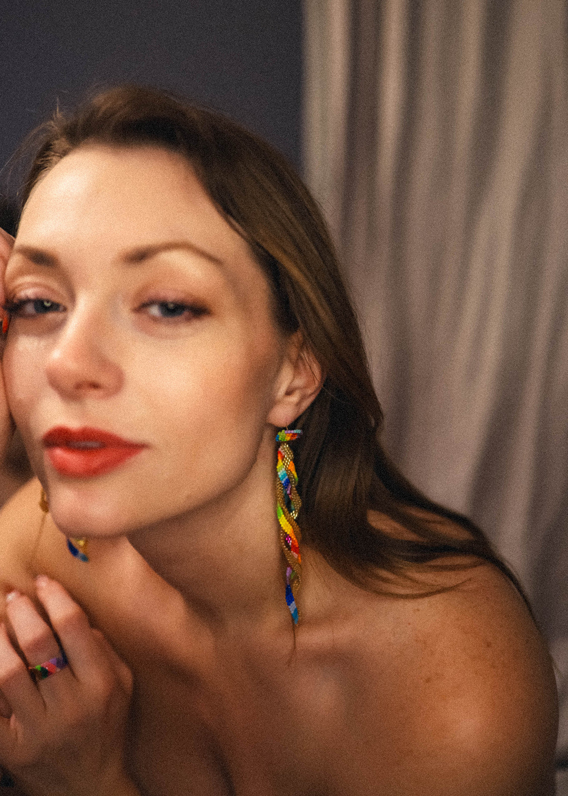 Pride Collection: Handmade Rainbow Braided Rope Earrings with Miyuki Beads