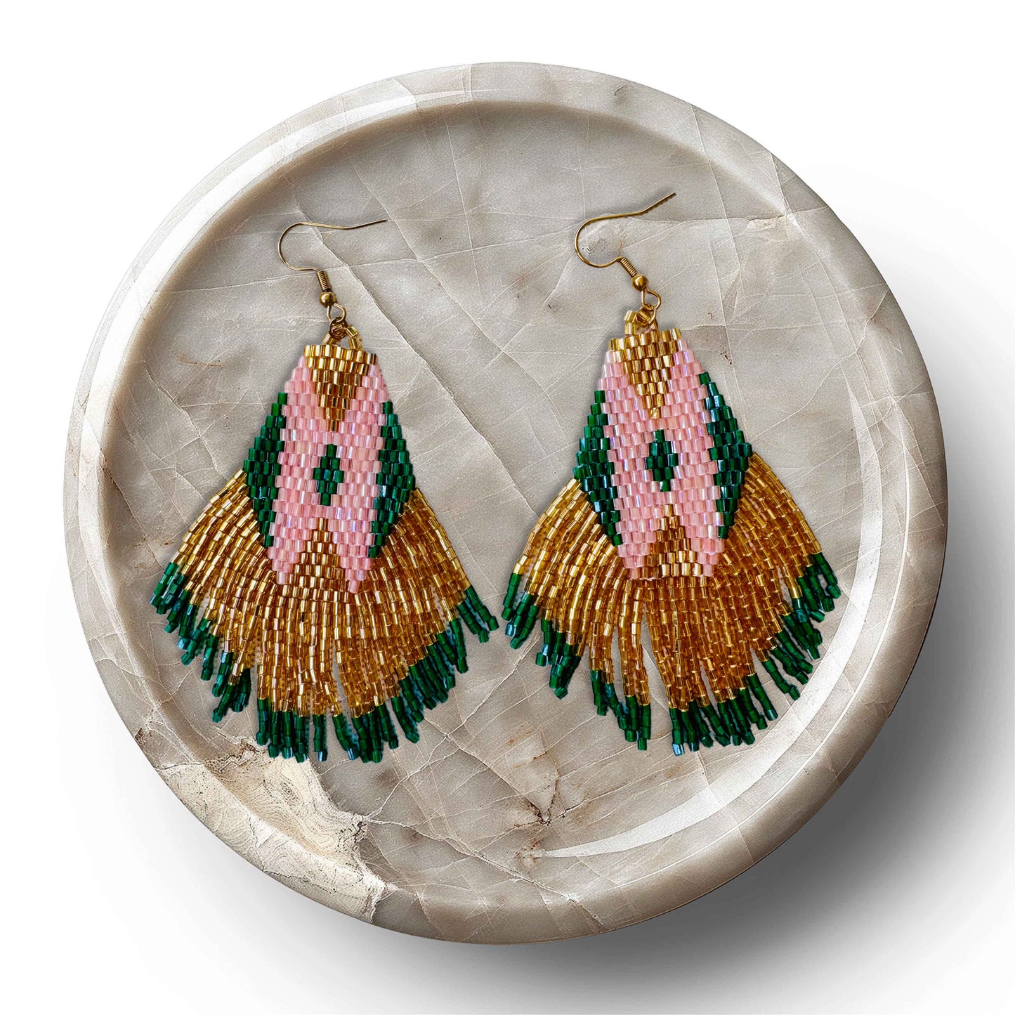 “Sunset Mirage” Beaded Fringe Earrings