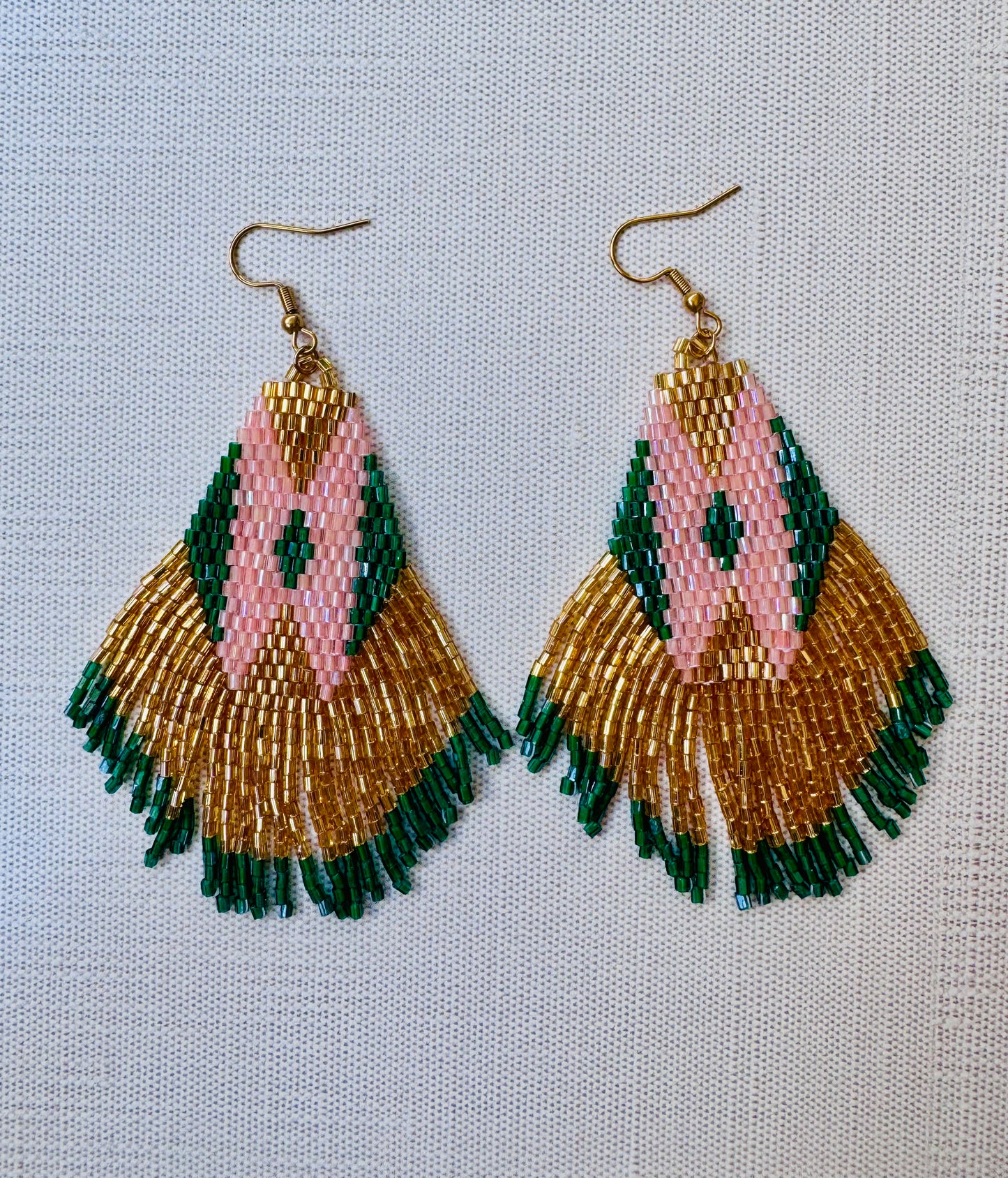“Sunset Mirage” Beaded Fringe Earrings