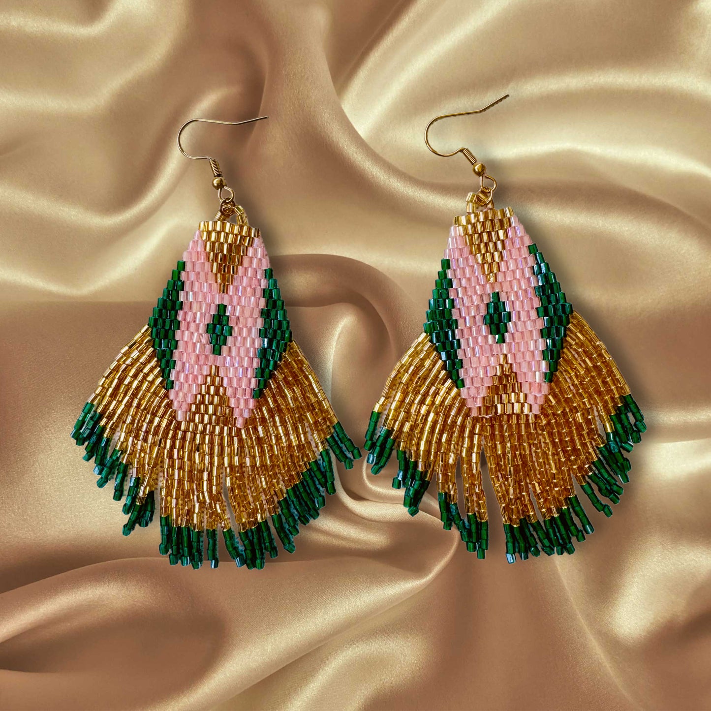 “Sunset Mirage” Beaded Fringe Earrings