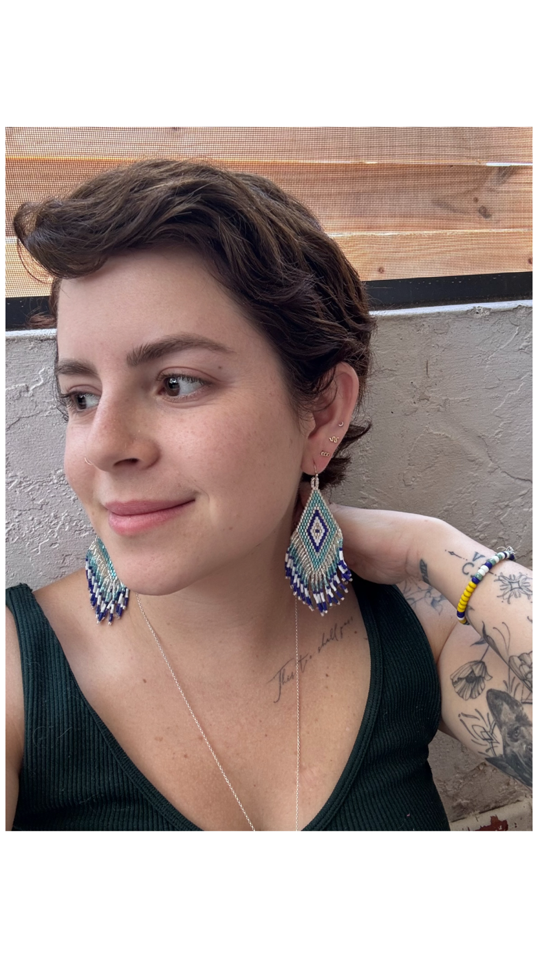 “Coastal Echo” Beaded Fringe Earrings