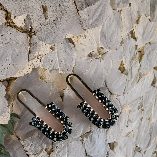 Speckled black beaded earrings